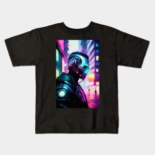 Abstract Cyberpunk Cyborg Kids T-Shirt